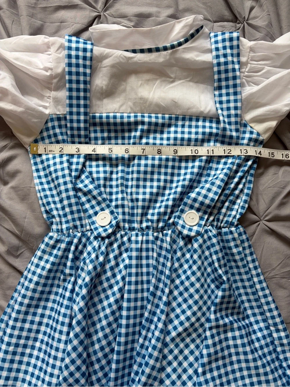 Dorothy Blue Gingham Pinafore Dress with Puff Sleeves